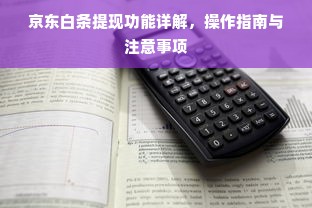 京东白条提现功能详解，操作指南与注意事项