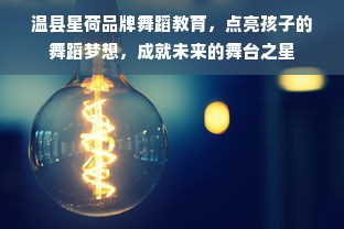温县星荷品牌舞蹈教育，点亮孩子的舞蹈梦想，成就未来的舞台之星