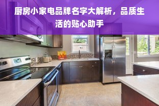 厨房小家电品牌名字大解析，品质生活的贴心助手