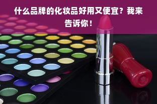什么品牌的化妆品好用又便宜？我来告诉你！