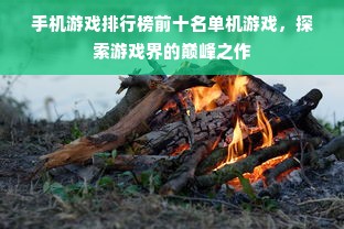 手机游戏排行榜前十名单机游戏，探索游戏界的巅峰之作