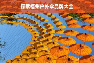 探索福州户外伞品牌大全