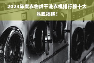 2023年度衣物烘干洗衣机排行榜十大品牌揭晓！