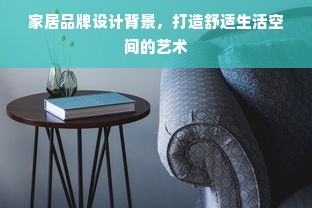 家居品牌设计背景，打造舒适生活空间的艺术