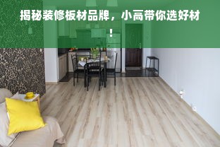 揭秘装修板材品牌，小高带你选好材！