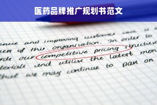 医药品牌推广规划书范文