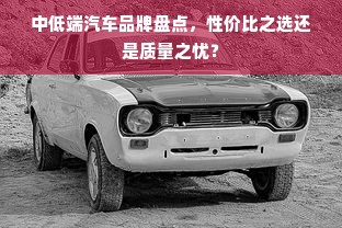 中低端汽车品牌盘点，性价比之选还是质量之忧？
