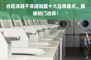 合肥洗鞋干洗店加盟十大品牌盘点，揭秘热门选择！