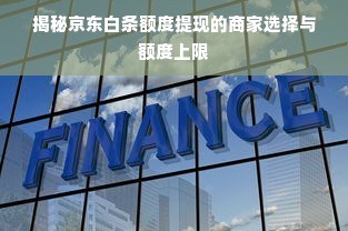 揭秘京东白条额度提现的商家选择与额度上限