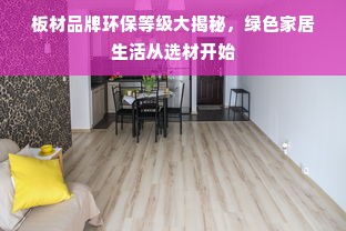 板材品牌环保等级大揭秘，绿色家居生活从选材开始
