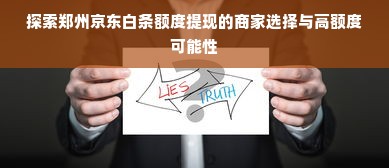 探索郑州京东白条额度提现的商家选择与高额度可能性
