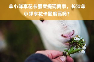 羊小咩享花卡额度提现商家，长沙羊小咩享花卡额度高吗？