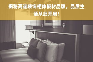 揭秘高端装饰柜体板材品牌，品质生活从此开启！