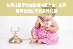 杭州儿童早教加盟商电话大全，如何选择合适的早教品牌加盟