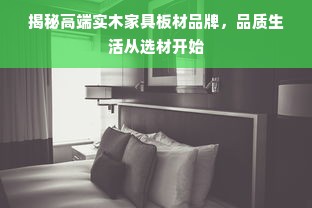 揭秘高端实木家具板材品牌，品质生活从选材开始