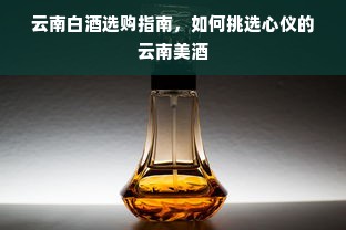 云南白酒选购指南，如何挑选心仪的云南美酒