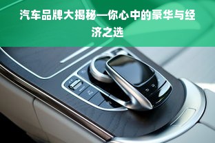 汽车品牌大揭秘—你心中的豪华与经济之选