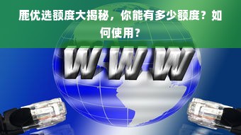 鹿优选额度大揭秘，你能有多少额度？如何使用？
