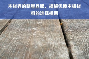 木材界的明星品牌，揭秘优质木板材料的选择指南