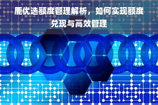 鹿优选额度管理解析，如何实现额度兑现与高效管理