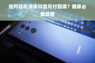 如何轻松清零抖音月付额度？商家必备攻略