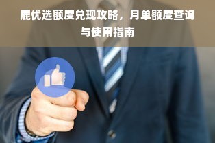 鹿优选额度兑现攻略，月单额度查询与使用指南