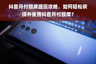 抖音月付额度提现攻略，如何轻松获得并使用抖音月付额度？