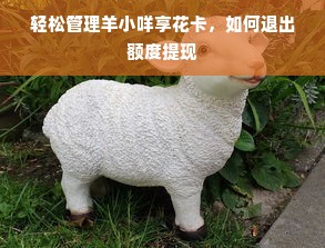轻松管理羊小咩享花卡，如何退出额度提现