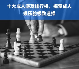 十大成人游戏排行榜，探索成人娱乐的极致选择