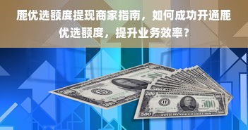 鹿优选额度提现商家指南，如何成功开通鹿优选额度，提升业务效率？