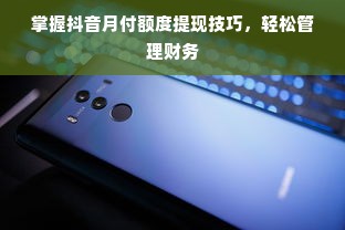 掌握抖音月付额度提现技巧，轻松管理财务