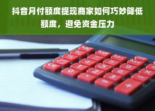抖音月付额度提现商家如何巧妙降低额度，避免资金压力