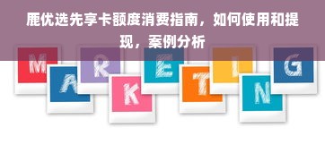 鹿优选先享卡额度消费指南，如何使用和提现，案例分析