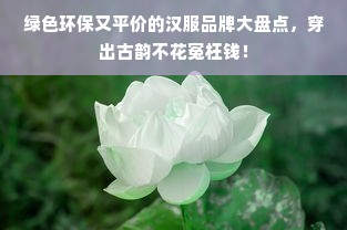 绿色环保又平价的汉服品牌大盘点，穿出古韵不花冤枉钱！