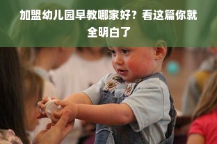 加盟幼儿园早教哪家好？看这篇你就全明白了