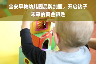 宝安早教幼儿园品牌加盟，开启孩子未来的黄金钥匙
