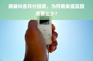 揭秘抖音月付额度，为何商家提现额度那么少？