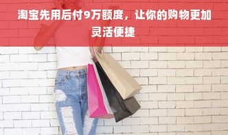 淘宝先用后付9万额度，让你的购物更加灵活便捷
