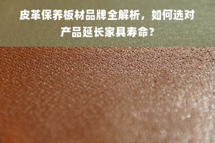 皮革保养板材品牌全解析，如何选对产品延长家具寿命？