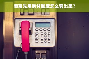 淘宝先用后付额度怎么套出来？