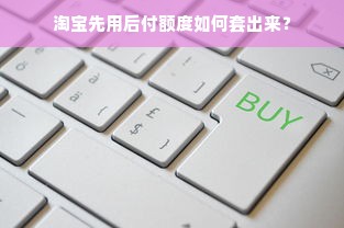 淘宝先用后付额度如何套出来？