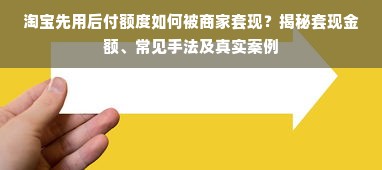 淘宝先用后付额度如何被商家套现？揭秘套现金额、常见手法及真实案例