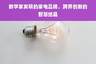 数学家发明的家电品牌，跨界创新的智慧结晶
