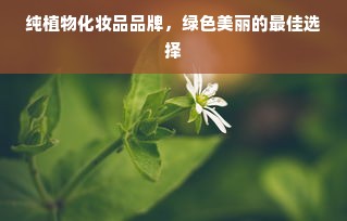 纯植物化妆品品牌，绿色美丽的最佳选择