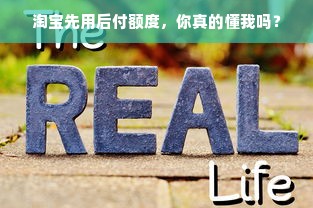 淘宝先用后付额度，你真的懂我吗？