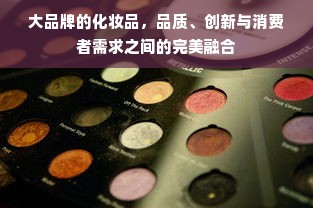 大品牌的化妆品，品质、创新与消费者需求之间的完美融合