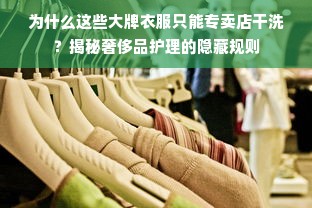 为什么这些大牌衣服只能专卖店干洗？揭秘奢侈品护理的隐藏规则