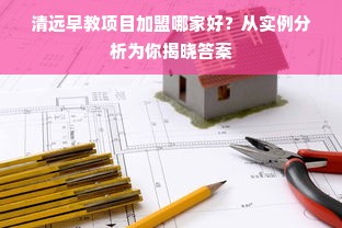 清远早教项目加盟哪家好？从实例分析为你揭晓答案