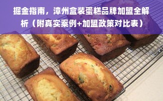 掘金指南，漳州盒装蛋糕品牌加盟全解析（附真实案例+加盟政策对比表）