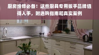 厨房维修必备！这些厨具专用扳手品牌值得入手，附选购指南和真实案例